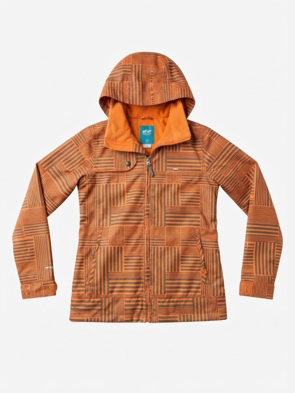 Foursquare Outerwear Orange Geometric Striped Snowboard Ski Jacket – Size Medium